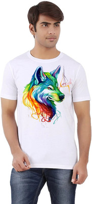 FASHNET FASHION Printed Men Round Neck White T-Shirt