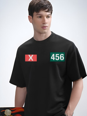 ROYAL STANCE X SQUID GAME Graphic Print Men Round Neck Black T-Shirt