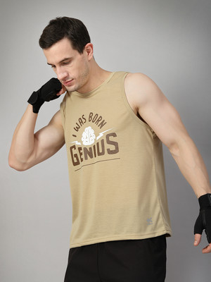 HRX by Hrithik Roshan Self Design Men Round Neck Brown T-Shirt