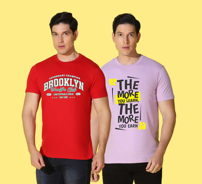 WOOSTRO Printed Men Round Neck Multicolor T-Shirt