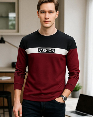 Autna Printed Men Round Neck Maroon T-Shirt