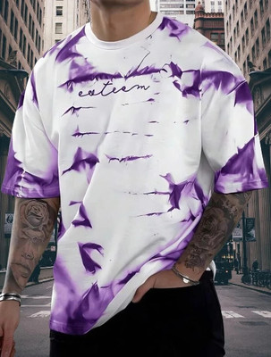 SRR Printed Men Round Neck Purple T-Shirt