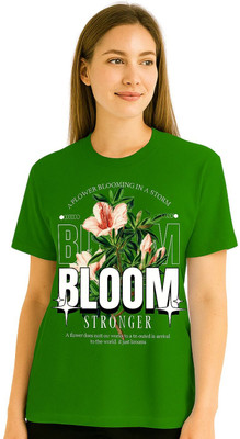 DGC Printed Women Round Neck Dark Green T-Shirt