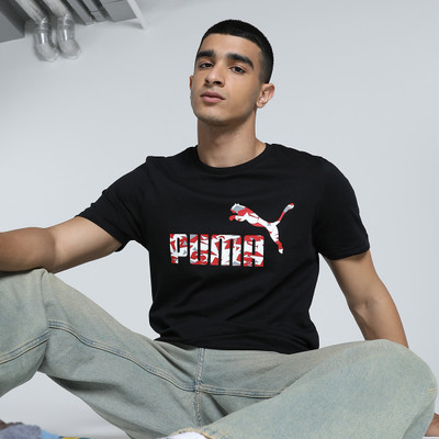 PUMA Printed Men Crew Neck Black T-Shirt