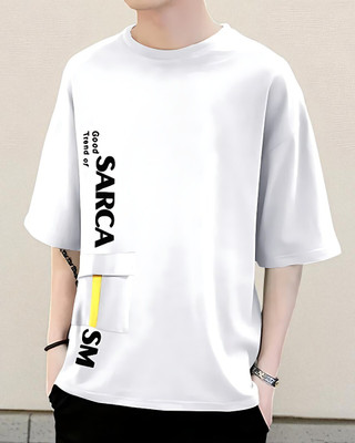 FASHIUM Typography Men Round Neck White T-Shirt