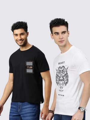 Quirky Trails Graphic Print Men Round Neck Multicolor T-Shirt