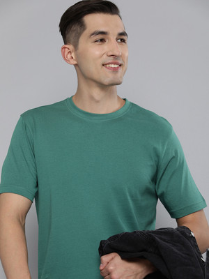 HERE&NOW Solid Men Round Neck Green T-Shirt