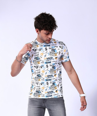 The Indian Garage Co. Printed Men Round Neck White T-Shirt