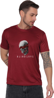 Motifashion Printed Men Round Neck Maroon T-Shirt