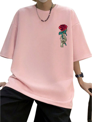 Cool Plus Printed, Floral Print Men Round Neck Pink T-Shirt