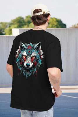 Dark Drive Printed Men Round Neck Black T-Shirt