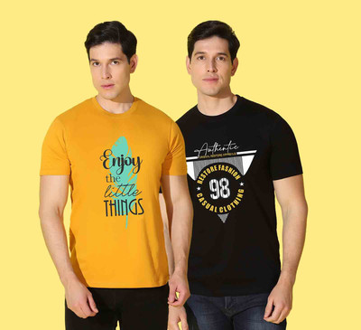 WOOSTRO Printed, Typography Men Round Neck Multicolor T-Shirt