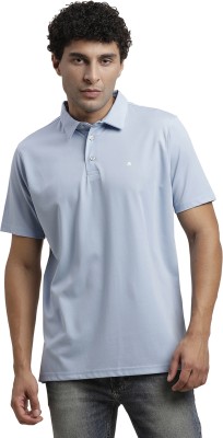 TURTLE Solid Men Polo Neck Light Blue T-Shirt