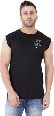 tfurnish Striped Men Round Neck Beige T-Shirt