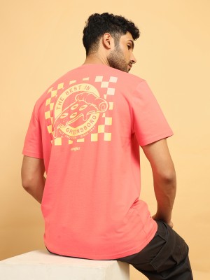 Wrangler Printed Men Round Neck Pink T-Shirt