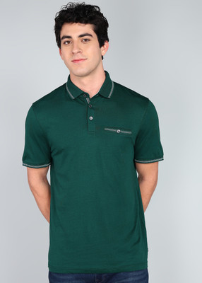 Ted Baker Solid Men Polo Neck Dark Green T-Shirt