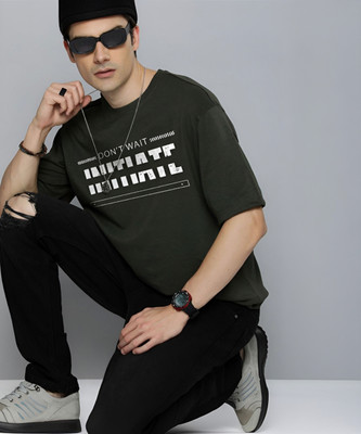 R.Code by The Roadster Life Co. Graphic Print Men Round Neck Dark Green T-Shirt