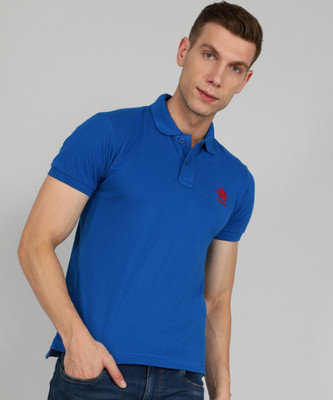 U.S. POLO ASSN. Solid Men Polo Neck Blue T-Shirt
