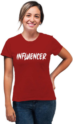 SmarTee Street Typography Women Round Neck Red T-Shirt