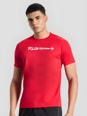 SZN Typography Men Round Neck Red T-Shirt