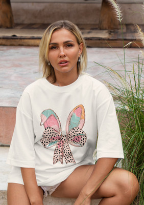 Vastra Vanam Printed Women Round Neck Reversible Beige T-Shirt