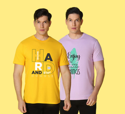 WOOSTRO Printed Men Round Neck Multicolor T-Shirt