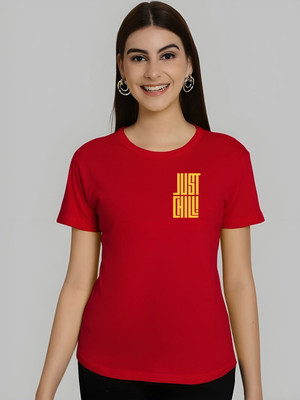 SZN Graphic Print Women Round Neck Red T-Shirt