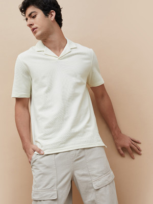 Forca by Lifestyle Printed Men Polo Neck White T-Shirt