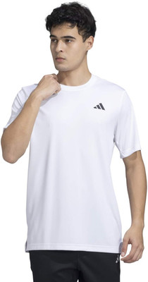 ADIDAS Solid Men Round Neck White T-Shirt
