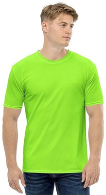 TRULYFEB Solid Men Round Neck Light Green T-Shirt