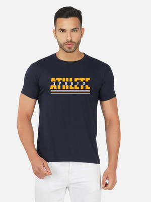 GLOBAL NOMAD Printed, Typography Men Round Neck Navy Blue T-Shirt
