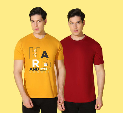 WOOSTRO Typography, Solid Men Round Neck Multicolor T-Shirt