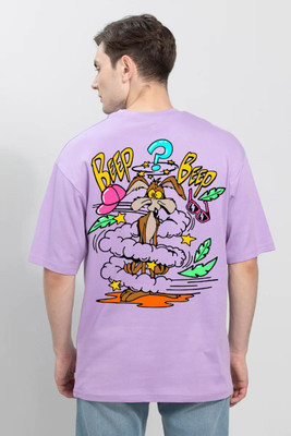 Clickwell Trend Printed, Typography Men Round Neck Purple T-Shirt