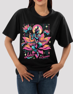 sova legacy Printed Women Round Neck Black T-Shirt