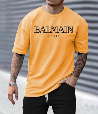 Magneto Printed Men Round Neck Yellow T-Shirt