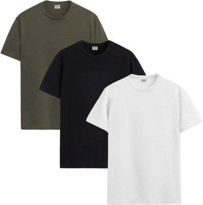 ADRO Solid Men Round Neck Multicolor T-Shirt