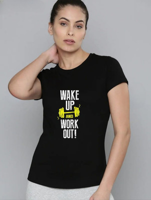 SPOWEARY Printed Men Round Neck Black T-Shirt