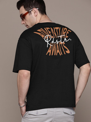 Roadster Printed Men Round Neck Black T-Shirt
