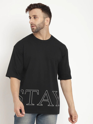 METRONAUT Typography Men Round Neck Black T-Shirt