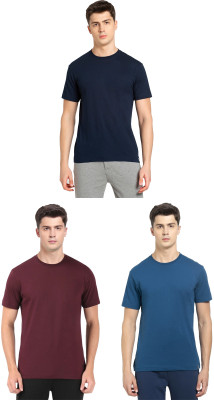 JOCKEY Solid Men Round Neck Dark Blue, Blue, Maroon T-Shirt