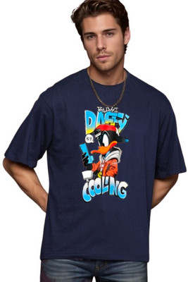 Ericia Printed Men Polo Neck Blue T-Shirt