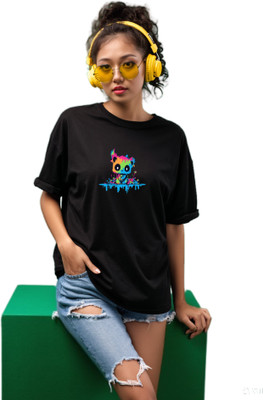 LuxeApe Printed Women Round Neck Multicolor T-Shirt