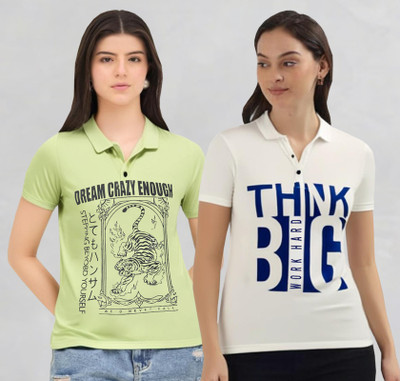 METRONAUT Printed Women Polo Neck Multicolor T-Shirt