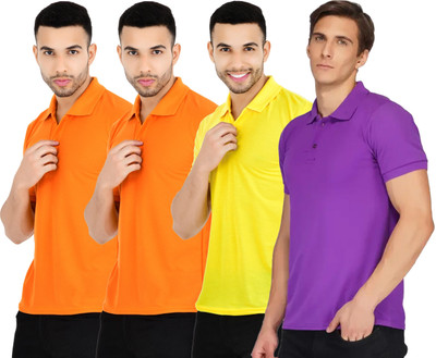 KEOTI Solid Men Polo Neck Multicolor T-Shirt