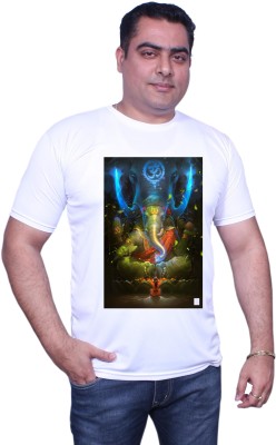 NITYANAND CREATIONS Graphic Print Men Round Neck White T-Shirt