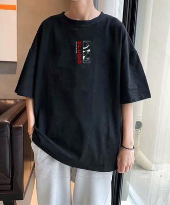 THALASI Printed, Typography Men Round Neck Black T-Shirt