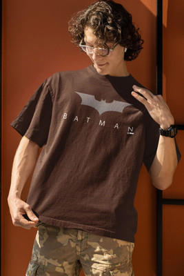 Elibolz Printed Men Round Neck Brown T-Shirt