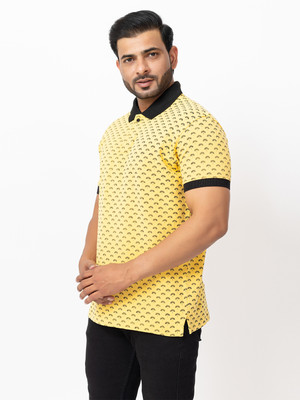 Pyro Spirit Printed Men Polo Neck Yellow T-Shirt