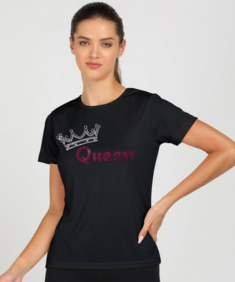 SHASHVI Typography Women Round Neck Black T-Shirt