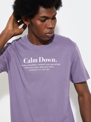 MAX Typography Men Round Neck Purple T-Shirt